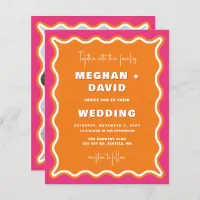 Budget Retro Wavy Pink Orange Photo Wedding 