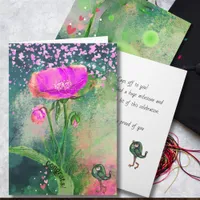 Whimsical Flower & Bird Graduation Congratulation Card