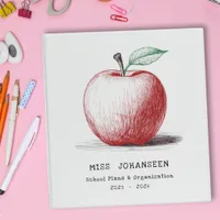 Stylish Hand drawn Apple Cute Teacher Lesson Plans 3 Ring Binder