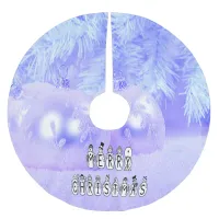 Merry Christmas Snow People Font, Blue Tint Snow Brushed Polyester Tree Skirt