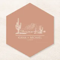 Desert Vibes Wedding Landscape Terra Cotta ID1019 Paper Coaster