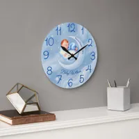 Baby Boy Shower Invite Moonlight Stars Watercolor Large Clock