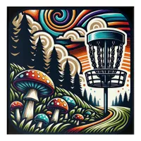 Vintage Mushrooms and Disc Golf Course Ai Art