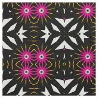 Trendy Tribal Abstract Black & Pink Geometric Fabric