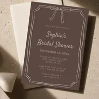 Hand Drawn Whimsical Bow Brown Bridal Shower Invitation