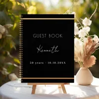 Guest book birthday black gold minimalist