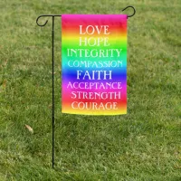 Love, Hope, Integrity Inspirational Positive Garden Flag