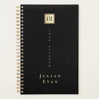 Elegant Black and Gold Monogram Non Dated Planner