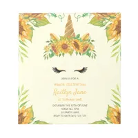 BUDGET Sunflower Floral Unicorn Yellow Invitation Notepad