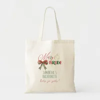 Merry & Bride Winter Christmas Bride Bachelorette Tote Bag