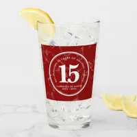 Elegant Red Marble 15 Years Work Anniversary Glass