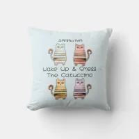 cute cats for cat lovers and coffee lovers throw pillow