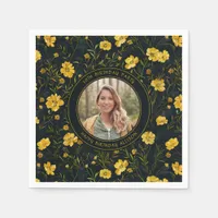 Elegant Yellow Buttercup Flowers Birthday Party Napkins