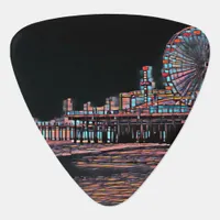 Black Stained Glass Santa Monica Pier Guitar Pick