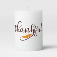 Feather Boho Native Thankful Typography Pillar Candle