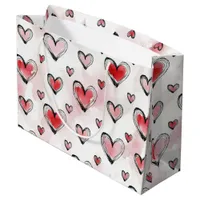 Red and Pink Hearts Valentine's Day Large Gift Bag