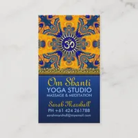 Om Shanti Yoga Orange Blue Business Cards