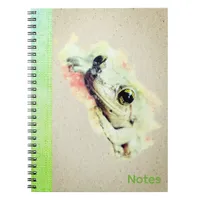 Cute Frog Watercolor Green Spiral Notebook