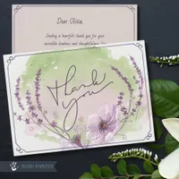 Elegant Purple Floral Watercolor Thank You Card