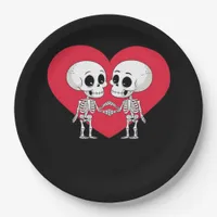 Valentines Day Funny Skeleton Hand Heart  Paper Plates