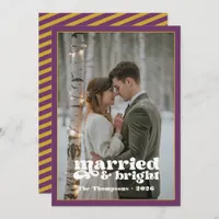 Plum & Gold Newlyweds Christmas Holiday Card