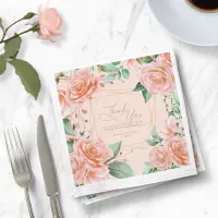 Rose Garden Wedding Thank You V2 Peach ID764 Napkins