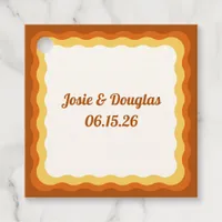 Wavy Border Retro 70s Vintage Aesthetic Wedding Favor Tags