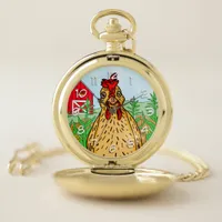 Hello Chicken | Cute Cartoon Drawing  Pocket Watch