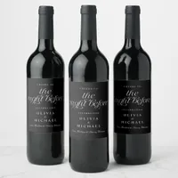 Wedding Rehearsal Cheers to The Night Before Black Wine Label