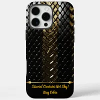 Glistening black and gold snake skin iPhone 16 pro max case