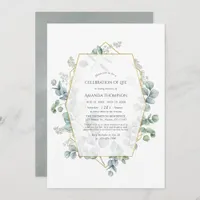 Eucalyptus Geometric Celebration of Life Photo Invitation