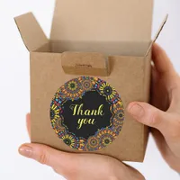 Colorful Floral Oriental Mandalas Thank You Classic Round Sticker