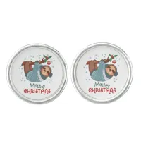 Lazy Sloth Christmas  Cufflinks