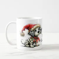 Adorable Dalmatian Puppy in a Christmas Santa Hat Coffee Mug