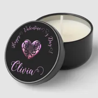 Filigree Goth PinkHeart Personalized  Mini Candle Favors