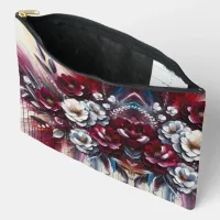 Maroon and white Floral arrangement | Accessory Pouch