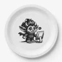 Whimsigoth Cyborg Internet Troll Vintage Art Desig Paper Plates