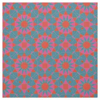 Teal Pink & Red Stylish Mosaic Geometric Pattern Fabric