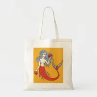 Mermaid and Skulls Tote Bag