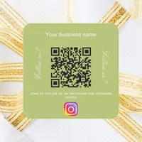 Yellow green business name qr code instagram square sticker
