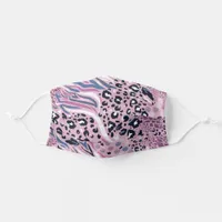 Abstract Purple Zebra Leopard Print Pattern Adult Cloth Face Mask