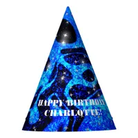 Vibrant and cosmic blue sparkling glitter party hat