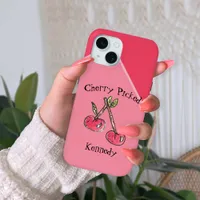 Cherry Pink Modern Teen Name Colorful Fun Summer iPhone 15 Case