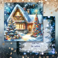 Whimsical Folk Village Personalized Christmas Holiday Card