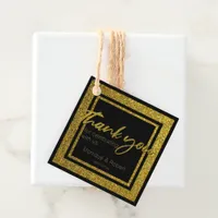 Glittery Faux Gold and Black Thank You Wedding Favor Tags