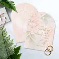 Soft Blush Roses Wedding Arch ID828 Invitation