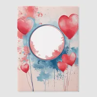 Round Frame of Pink Hearts Vellum Invitations