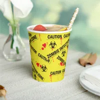 Zombie Attack Caution Tape Bloody Halloween Paper Cups