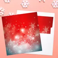 White Snowflakes Sparkles and Bokeh on Red  Envelope Liner