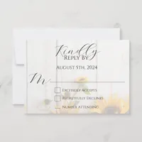 Country Sunflower and Rustic Barn Wood Wedding RSVP Card